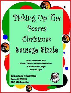 Great chance to mingle at the Picking Up The Peaces Christmas BBQ.